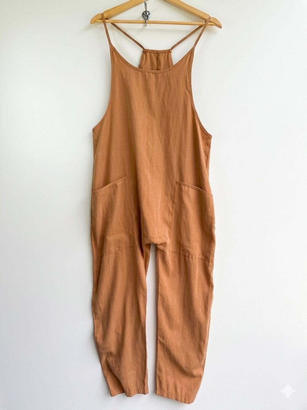 Women's Terracotta Relaxed Fit Slouchy Jumpsuit Overalls with Pockets Medium